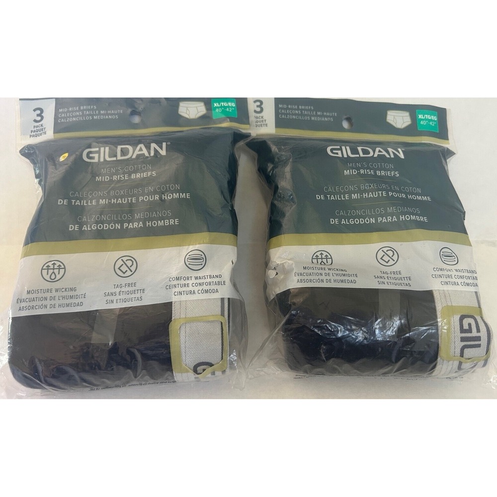 Gildan Men's 100% Cotton Mid-Rise Briefs 3 Pack Size XLarge Lot Of 2‎ New